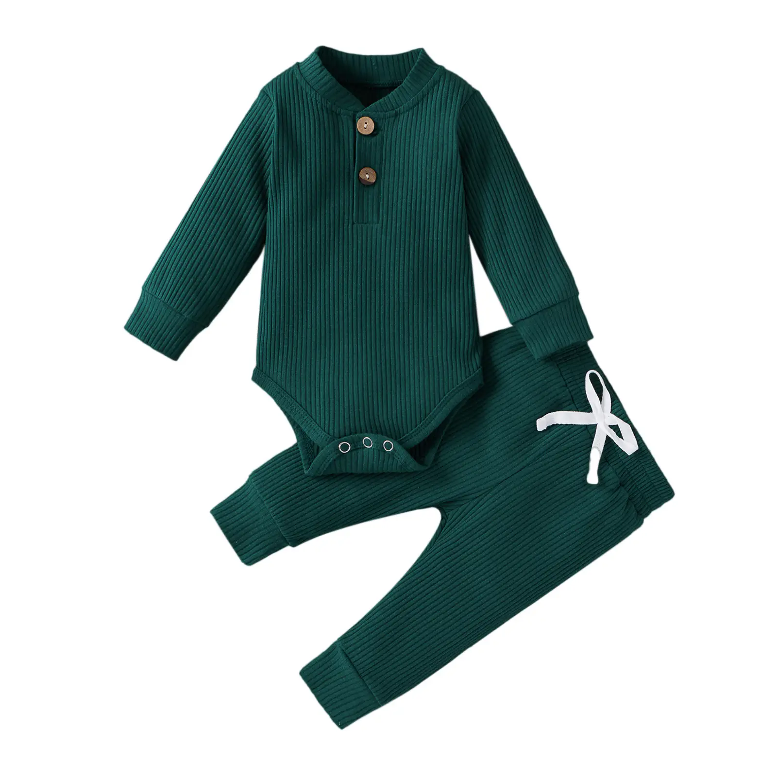 2022 Boys & Girls Grey Waffle Knit Pajama Set - Image 9