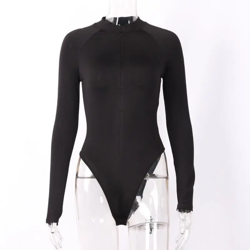 White Long Sleeve Zipper Hottie Slim Fit Jumpsuit - Image 7