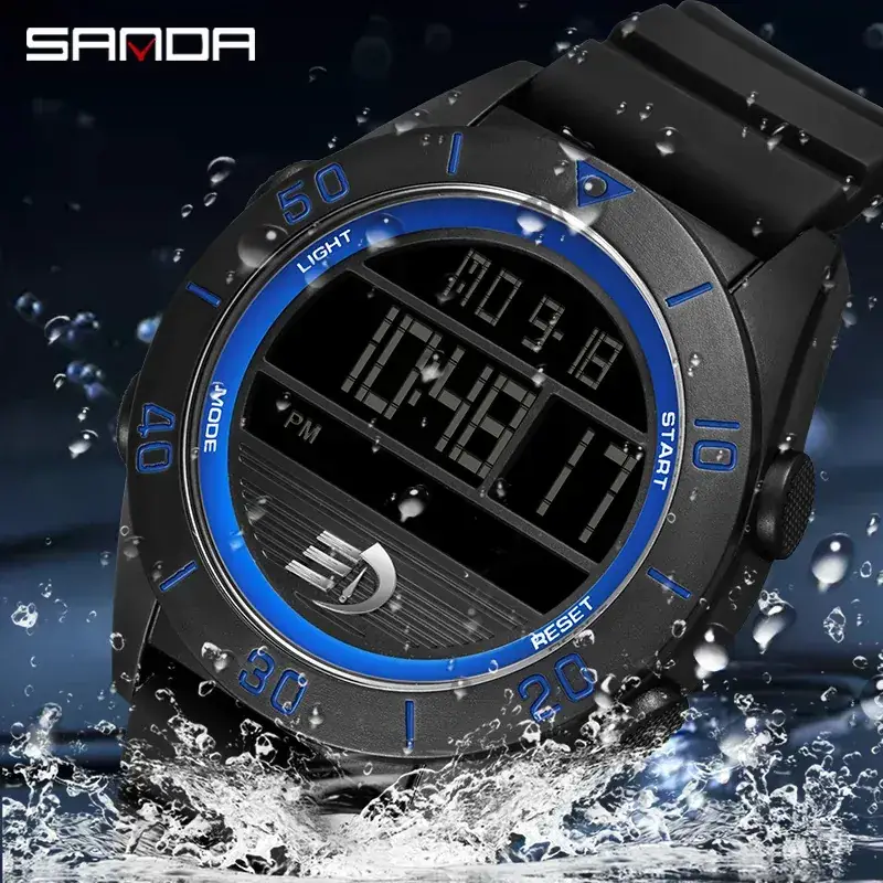 Sanda Luminous Digital Watch for Men Waterproof Sports Wear