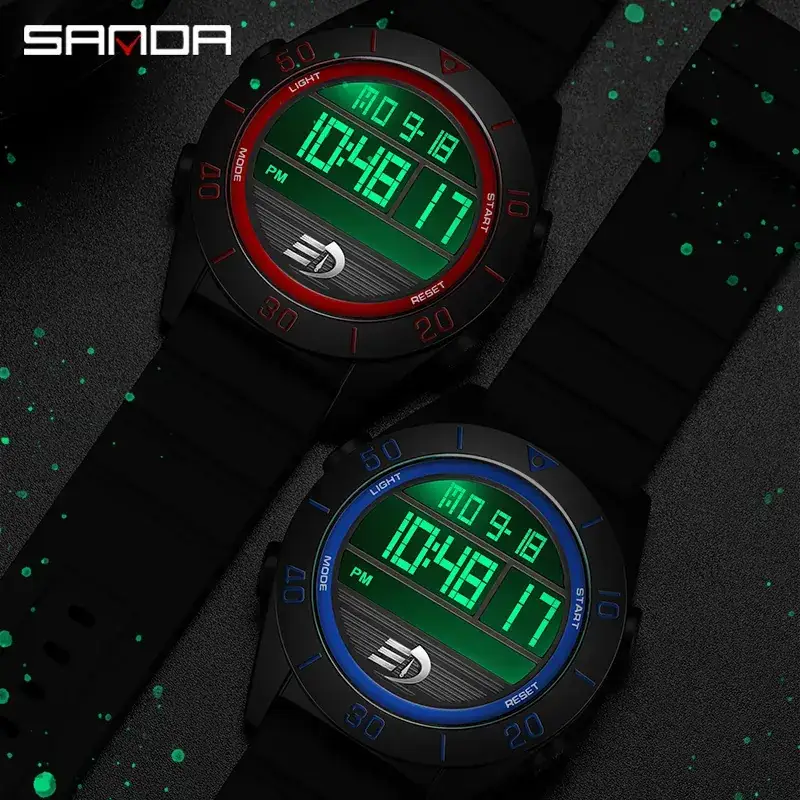 Sanda Luminous Digital Watch for Men Waterproof Sports Wear