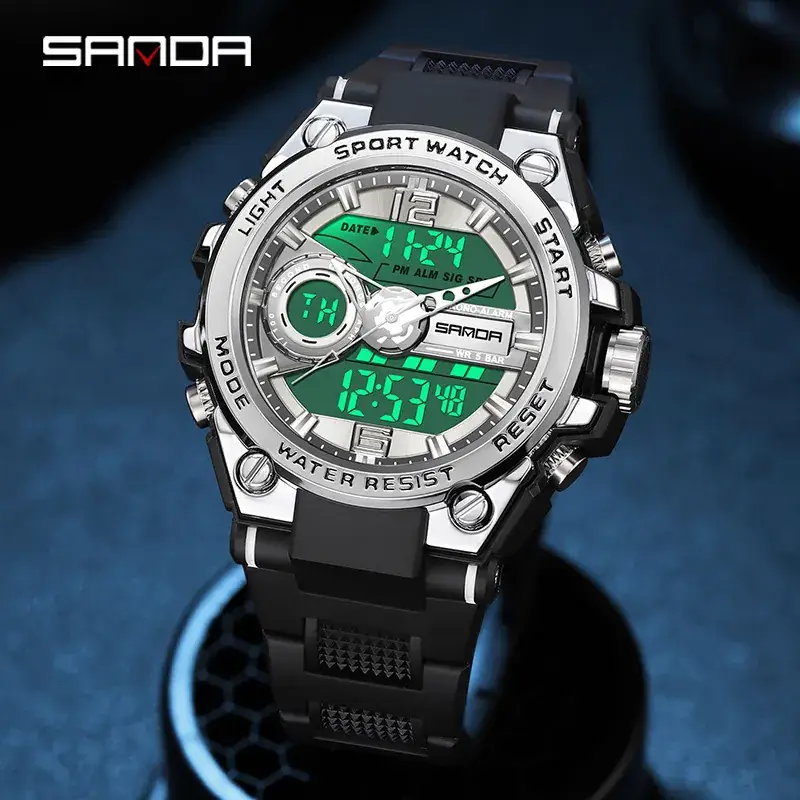 Men's Blue Digital Watch with LED Display & Sport Strap - Image 58