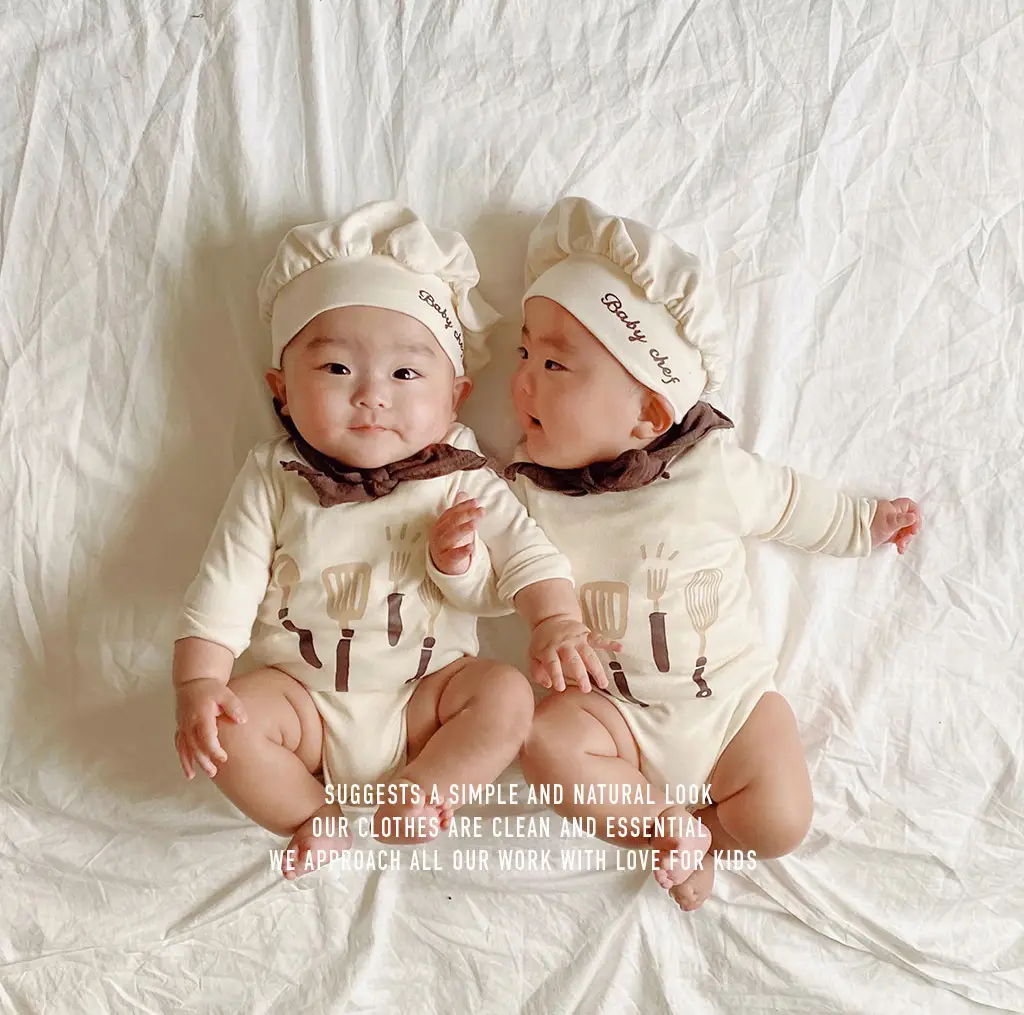 2025 Spring Baby Chef Jumpsuit White Bowtie Hat - Image 6