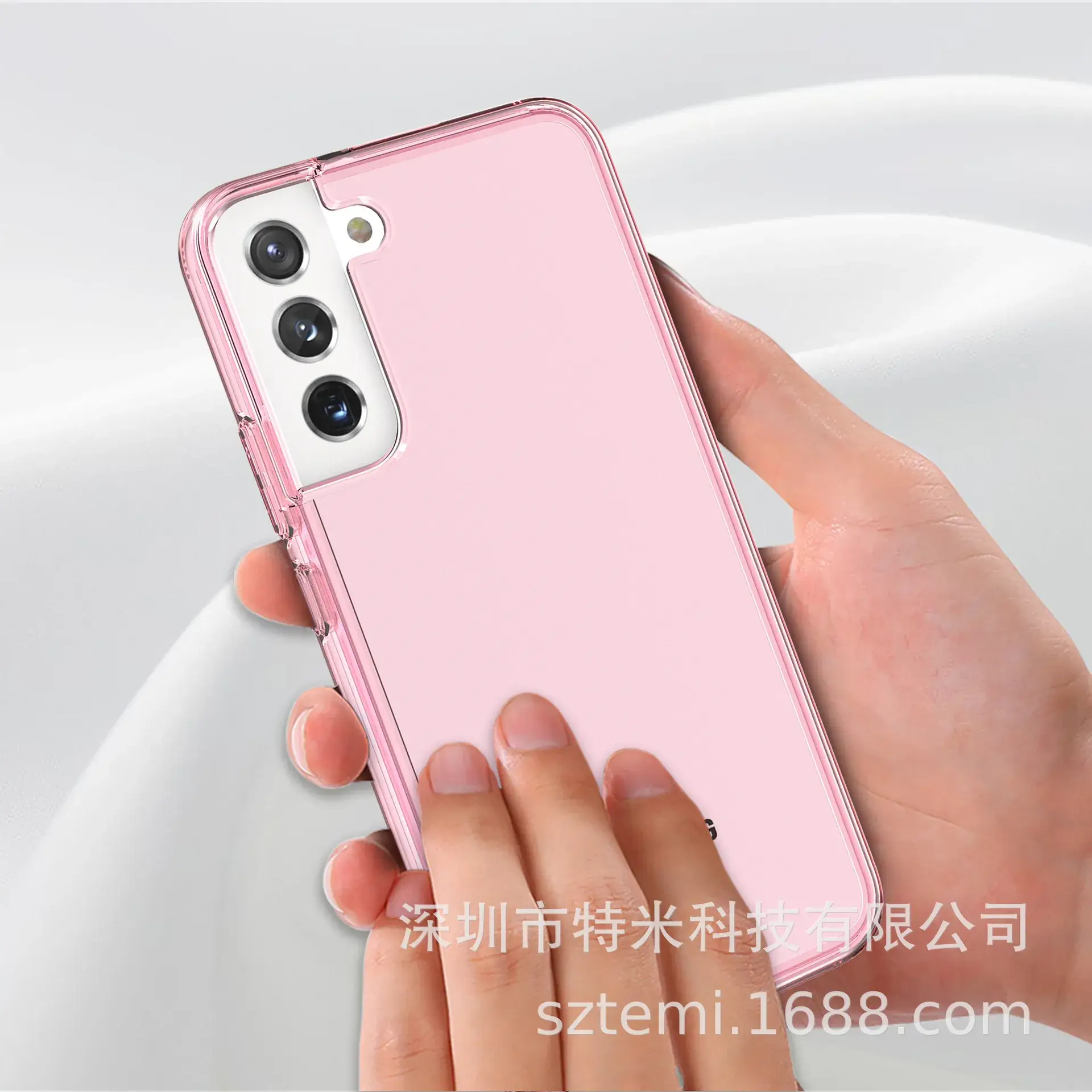 Transparent Glitter Phone Case for Samsung S21FE Pink - Image 9