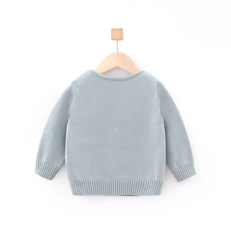 Kids Light Gray Cat Print Pullover Sweater - Image 3