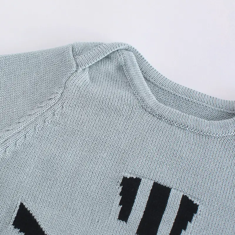 Kids Light Gray Cat Print Pullover Sweater - Image 5