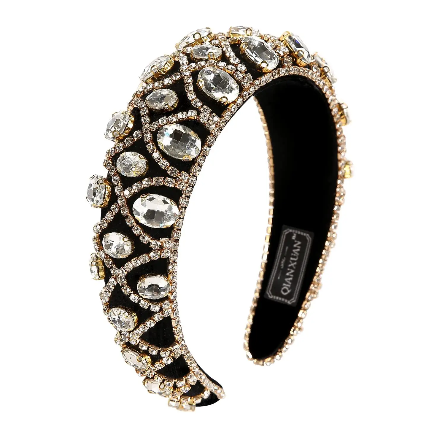 European & American Cross-Country Rhinestone Headband with Green Stones - Image 2