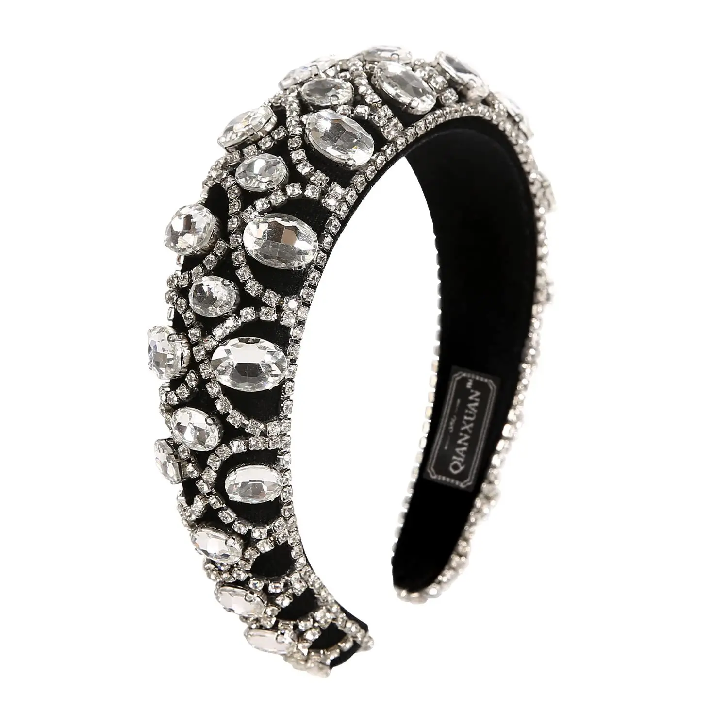 European & American Cross-Country Rhinestone Headband with Green Stones - Image 3