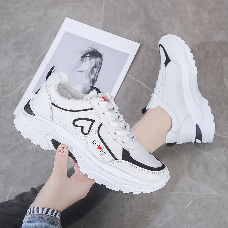 Women's Shoes Torre Shoes 2022 New Spring Women's Leather Fashionable Thick Sole Students White Shoes Sports Casual Shoes - Image 4