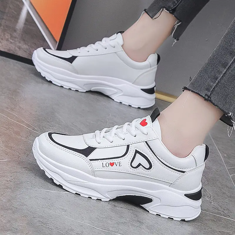 Women's Shoes Torre Shoes 2022 New Spring Women's Leather Fashionable Thick Sole Students White Shoes Sports Casual Shoes - Image 5