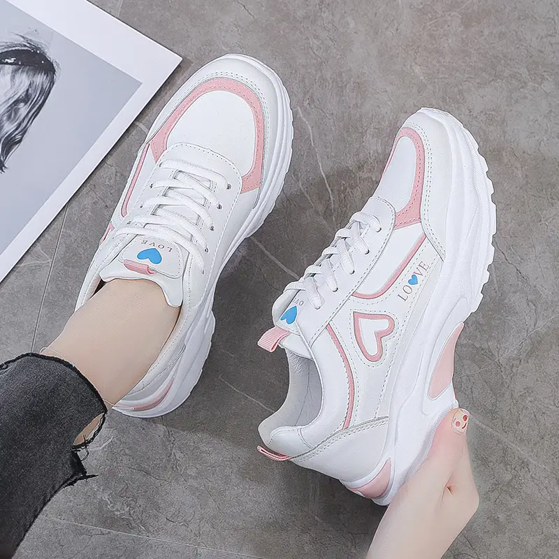 Women's Shoes Torre Shoes 2022 New Spring Women's Leather Fashionable Thick Sole Students White Shoes Sports Casual Shoes - Image 6