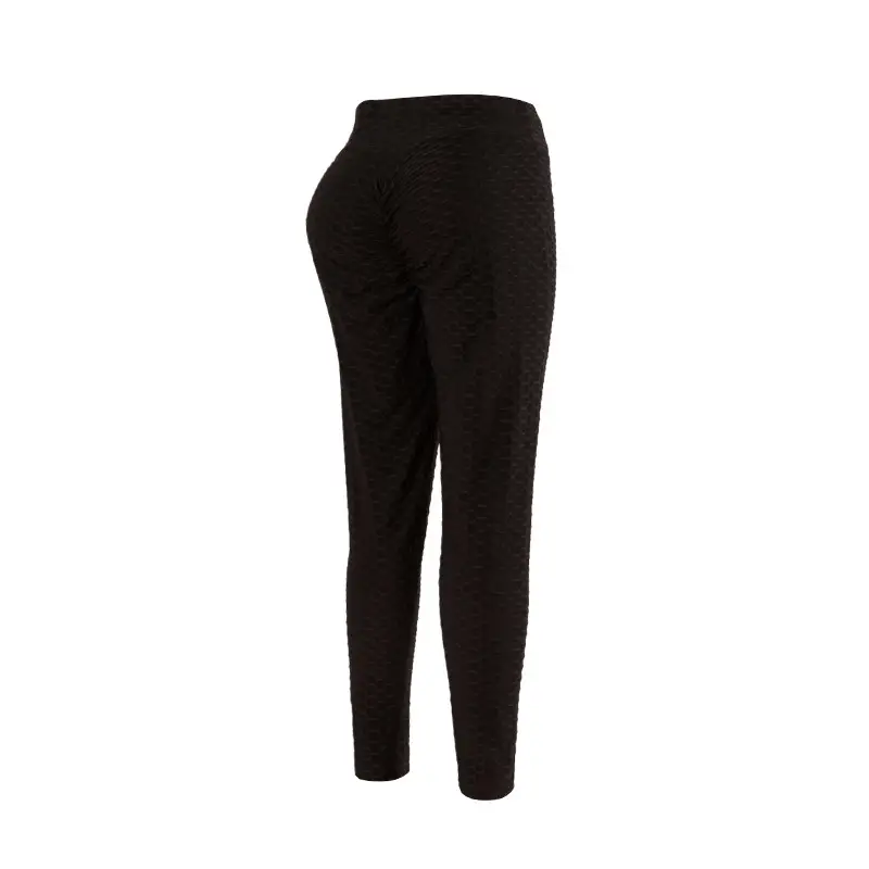 High Waist Jacquard Yoga Pants Black Hip Lifting Casual Fitness