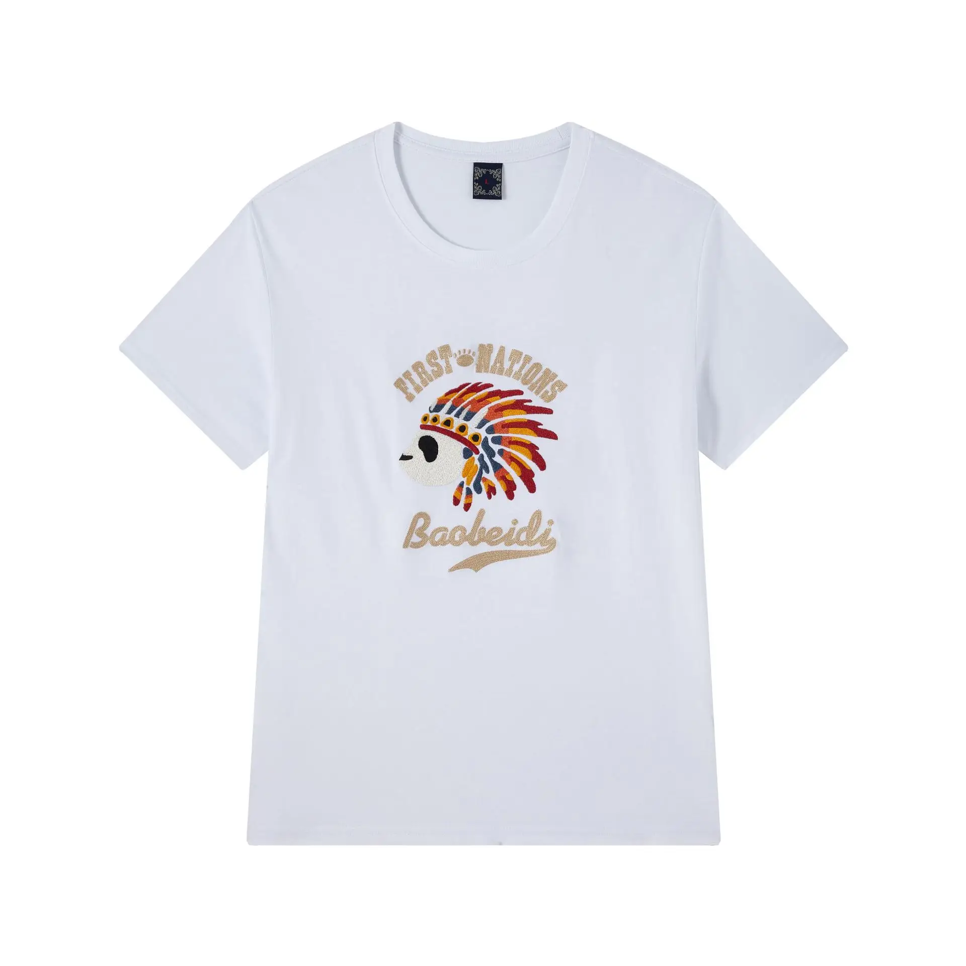 Men White Cotton Loose T-Shirt Casual Round Neck - Image 5