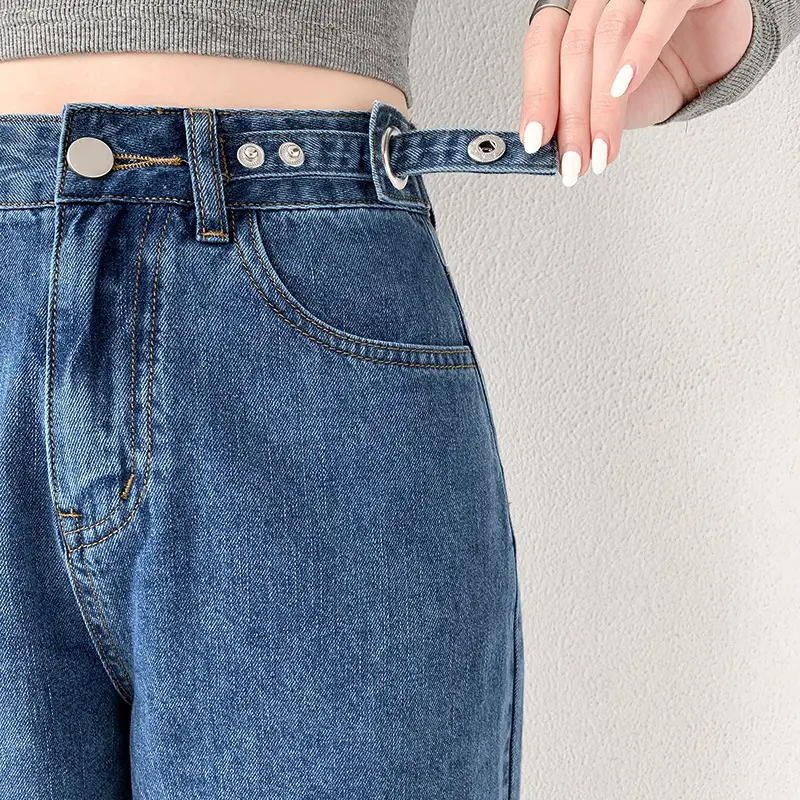 Women's Blue Jeans High Waist Slim Fit Loose Leg Spring Autumn 2022 - Image 4