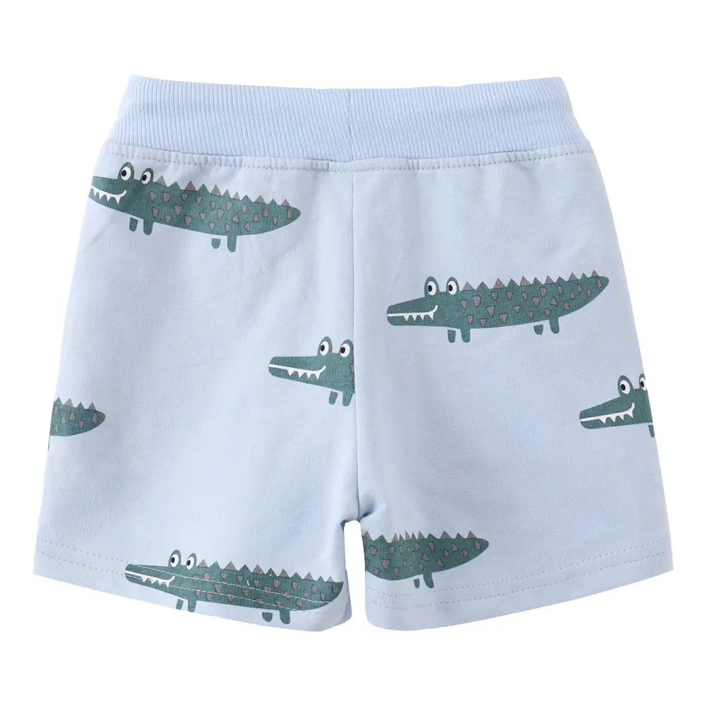 Children's Light Blue Dino Print Drawstring Shorts - Image 5