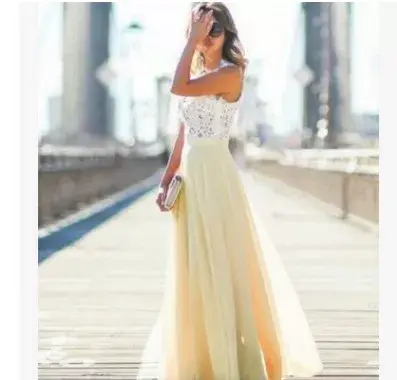 2020 Lace Chiffon Long Dress Pink White — feature 6