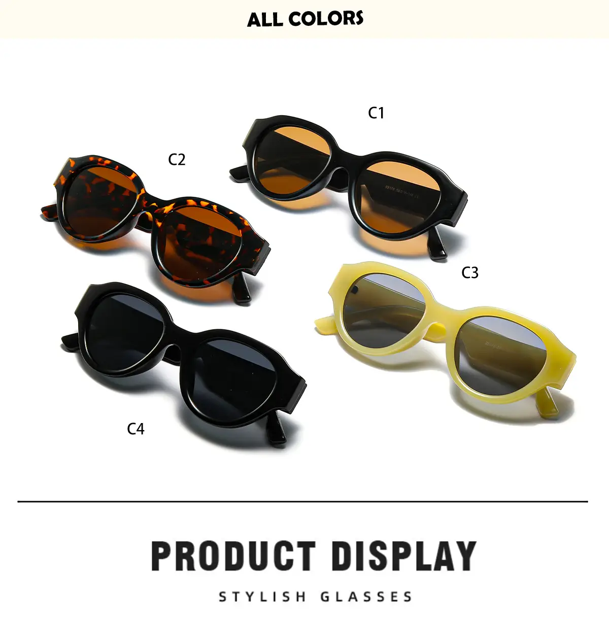 Xunge Oval Joker Sunglasses European American Retro Cat's Eye Women Men Wholesale — feature 6