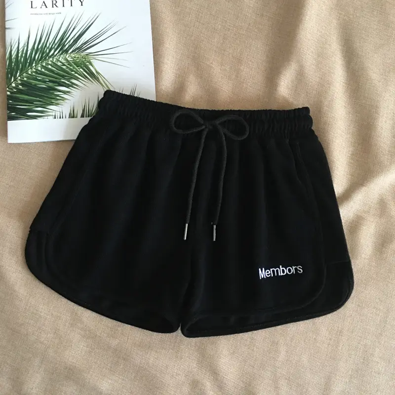 Women Elastic Waist Gray Shorts Casual Sports Wear