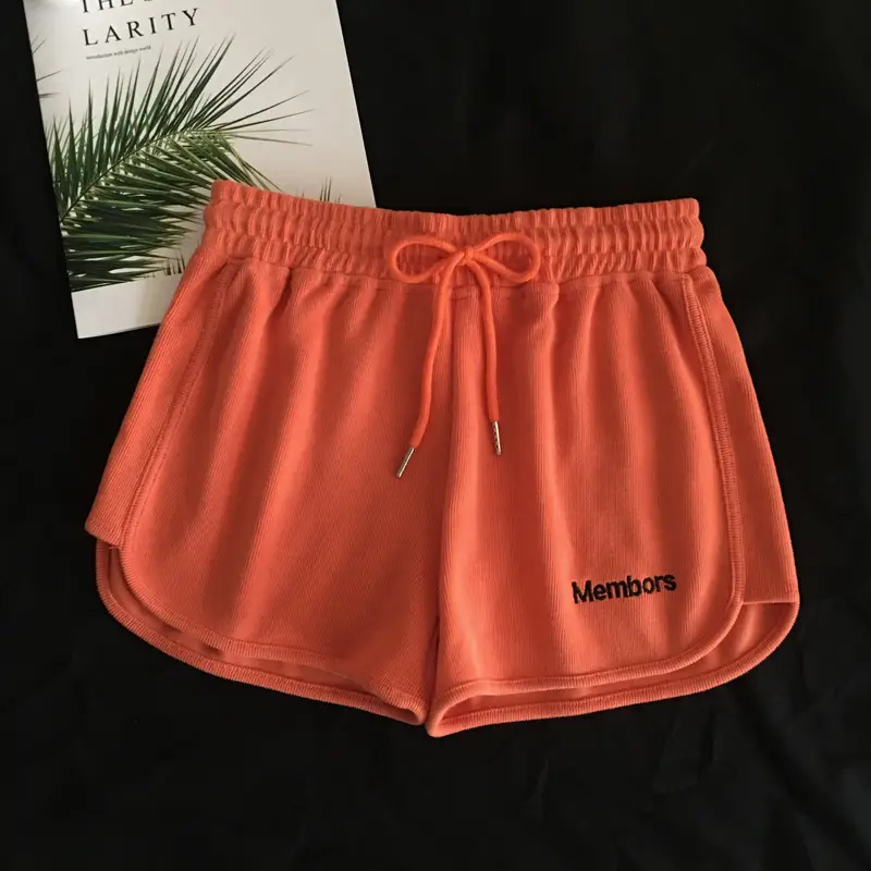 Women Elastic Waist Gray Shorts Casual Sports Wear