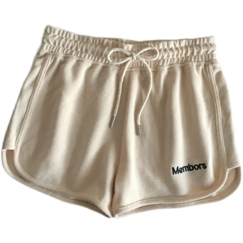 Women Elastic Waist Gray Shorts Casual Sports Wear