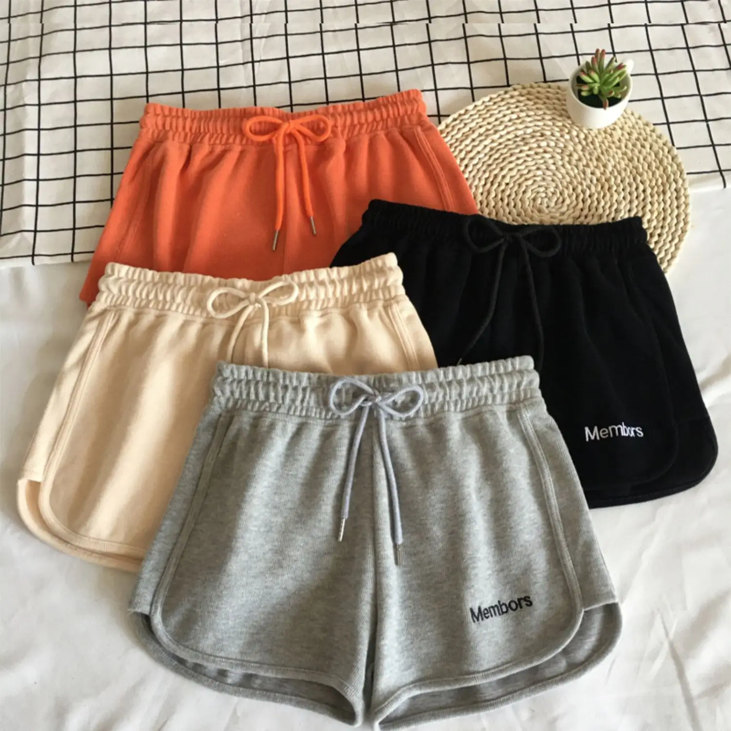 Women Elastic Waist Gray Shorts Casual Sports Wear — feature 1