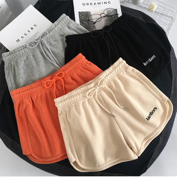 Women Elastic Waist Gray Shorts Casual Sports Wear — feature 2