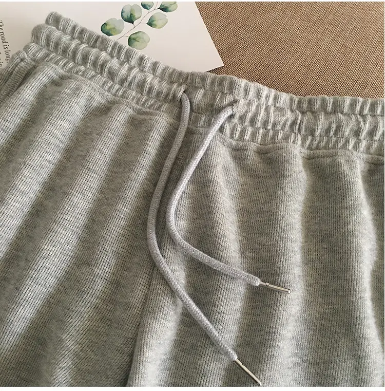 Women Elastic Waist Gray Shorts Casual Sports Wear — feature 8