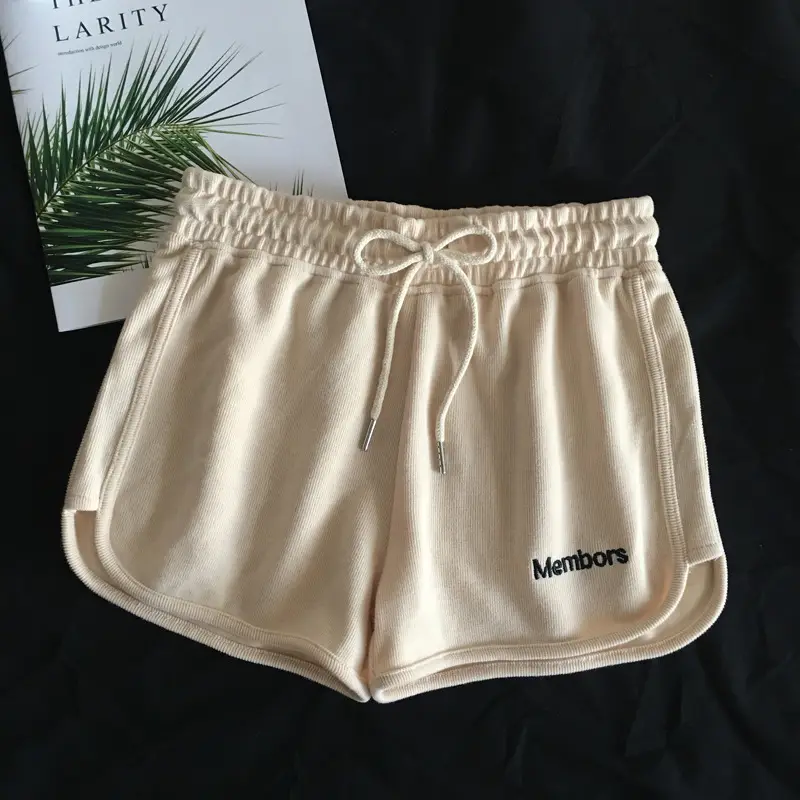 Women Elastic Waist Gray Shorts Casual Sports Wear