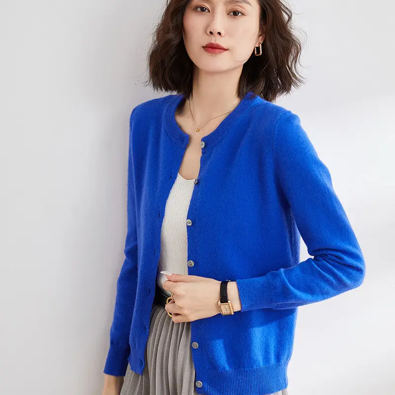 2025 Korean Style Navy Blue Cardigan for Women - Image 11