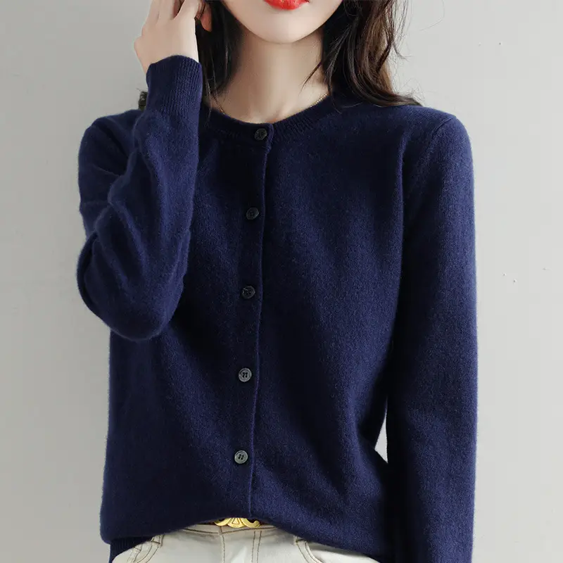 2025 Korean Style Navy Blue Cardigan for Women - Image 5