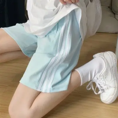 Women 2025 Cotton Sports Shorts White White - Image 9