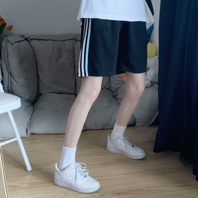 Women 2025 Cotton Sports Shorts White White — feature 15