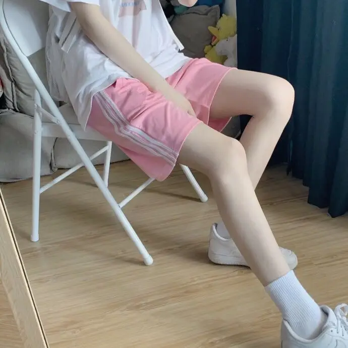 Women 2025 Cotton Sports Shorts White White — feature 18