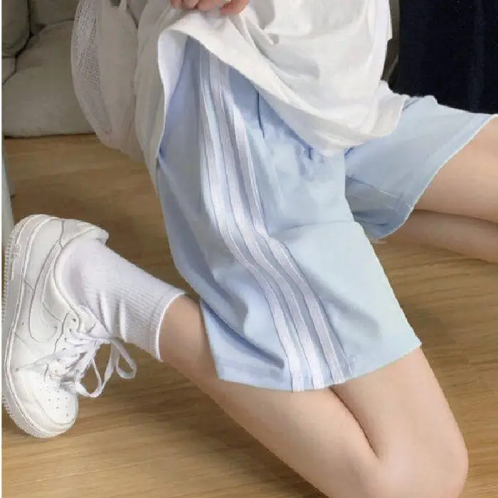 Women 2025 Cotton Sports Shorts White White - Image 3