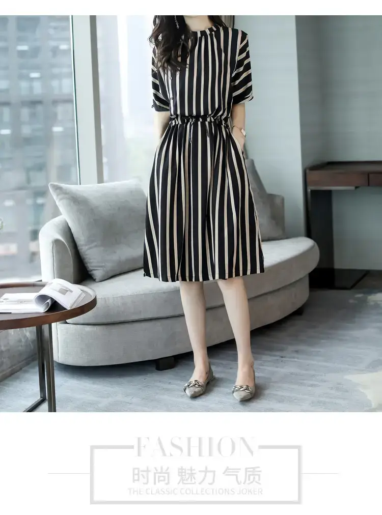 Women Striped Waist-Cinching Dress Summer 2025 — feature 15