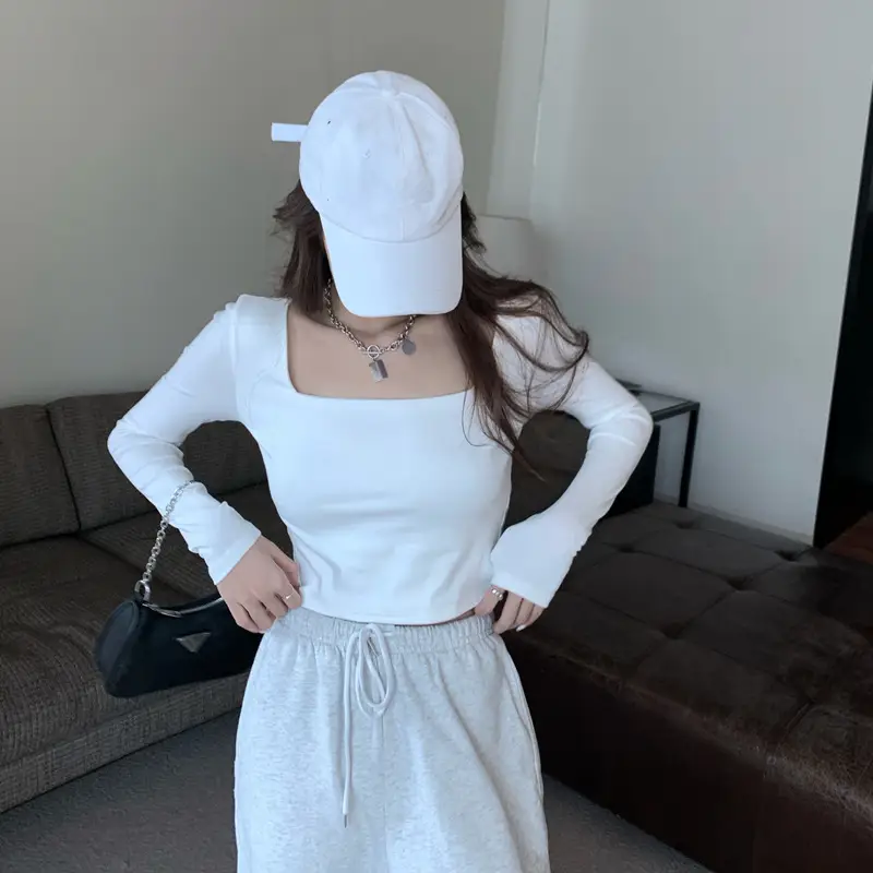 Women's Long Sleeve U-Neck Top Grey Casual Outerwear — feature 11
