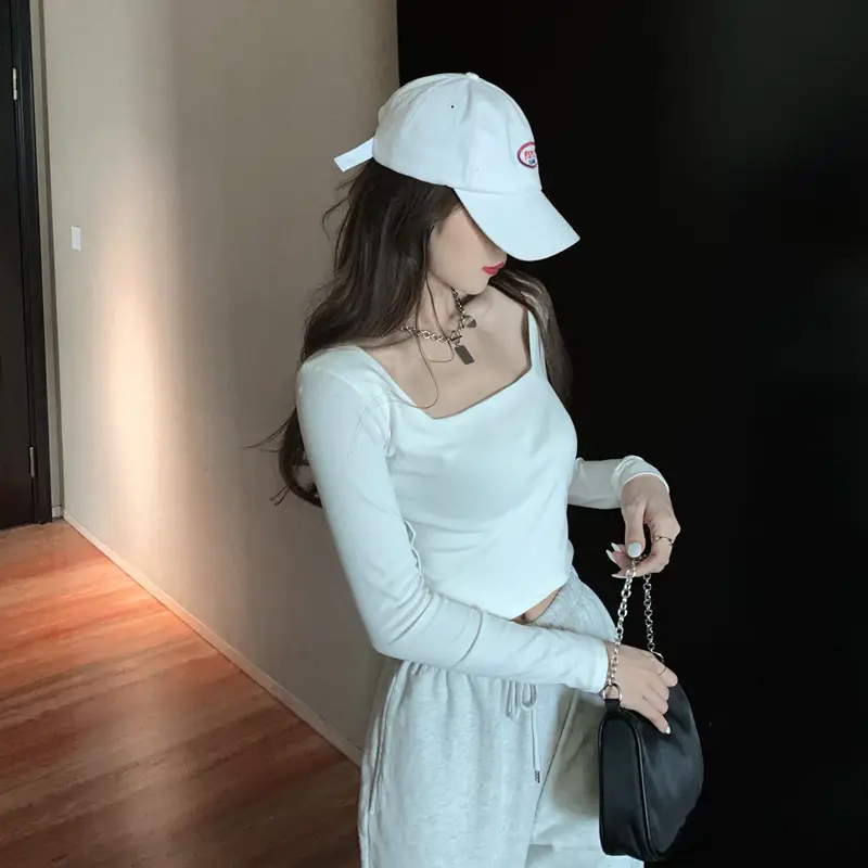 Women's Long Sleeve U-Neck Top Grey Casual Outerwear — feature 17