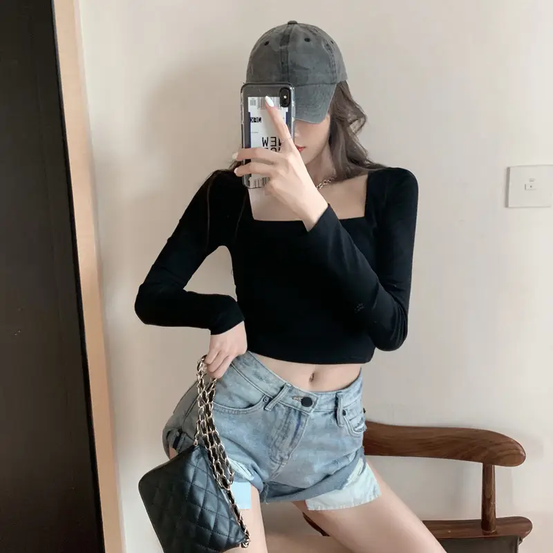 Women's Long Sleeve U-Neck Top Grey Casual Outerwear — feature 20