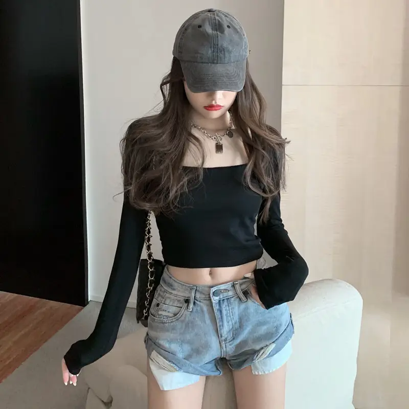 Women's Long Sleeve U-Neck Top Grey Casual Outerwear — feature 22
