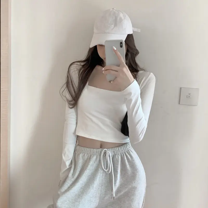 Women's Long Sleeve U-Neck Top Grey Casual Outerwear — feature 6