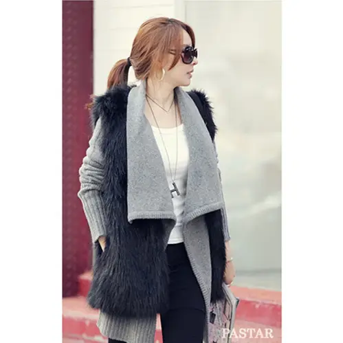 Women Gray Faux Fur Vest Waistcoat Style — feature 10