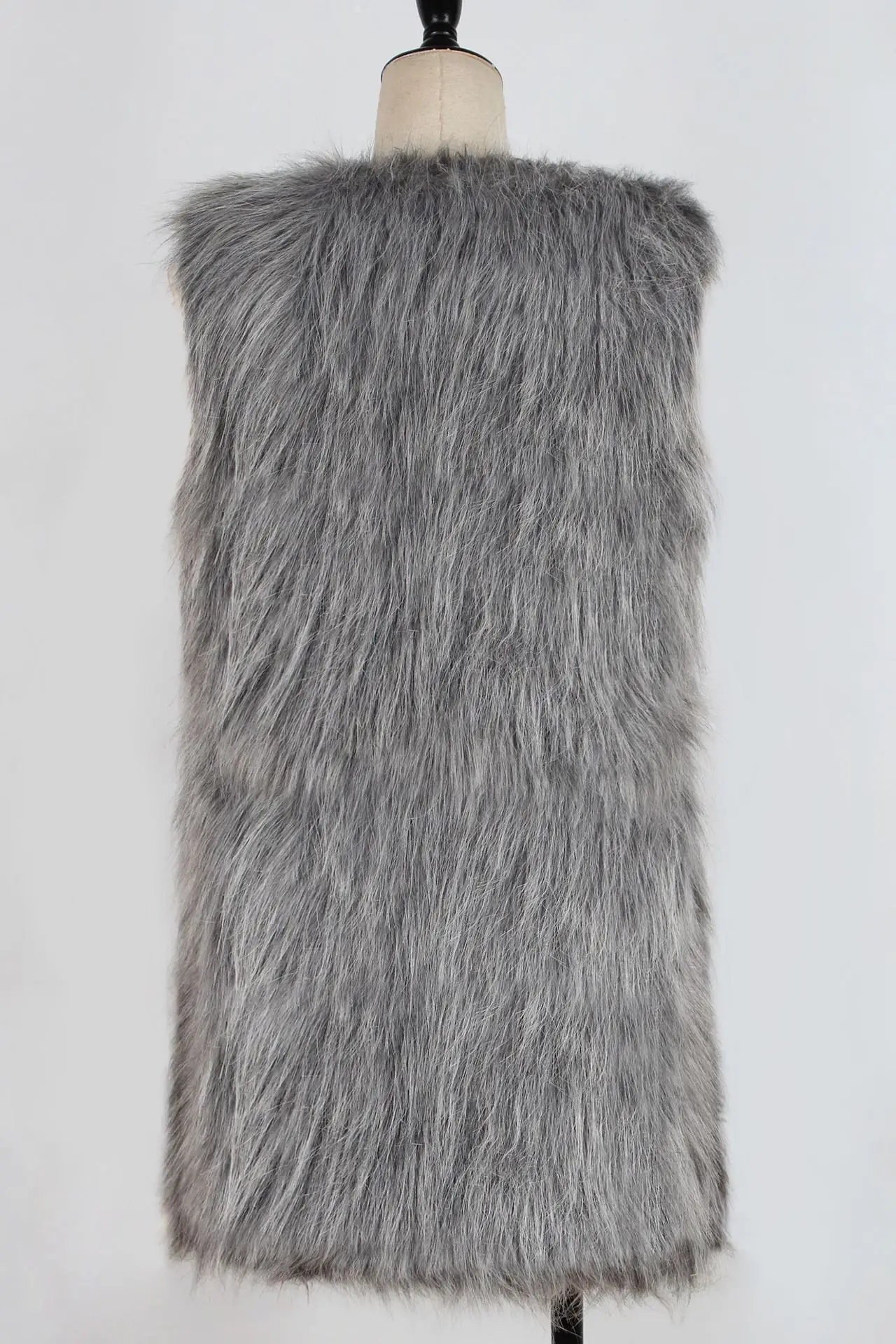 Women Gray Faux Fur Vest Waistcoat Style — feature 20