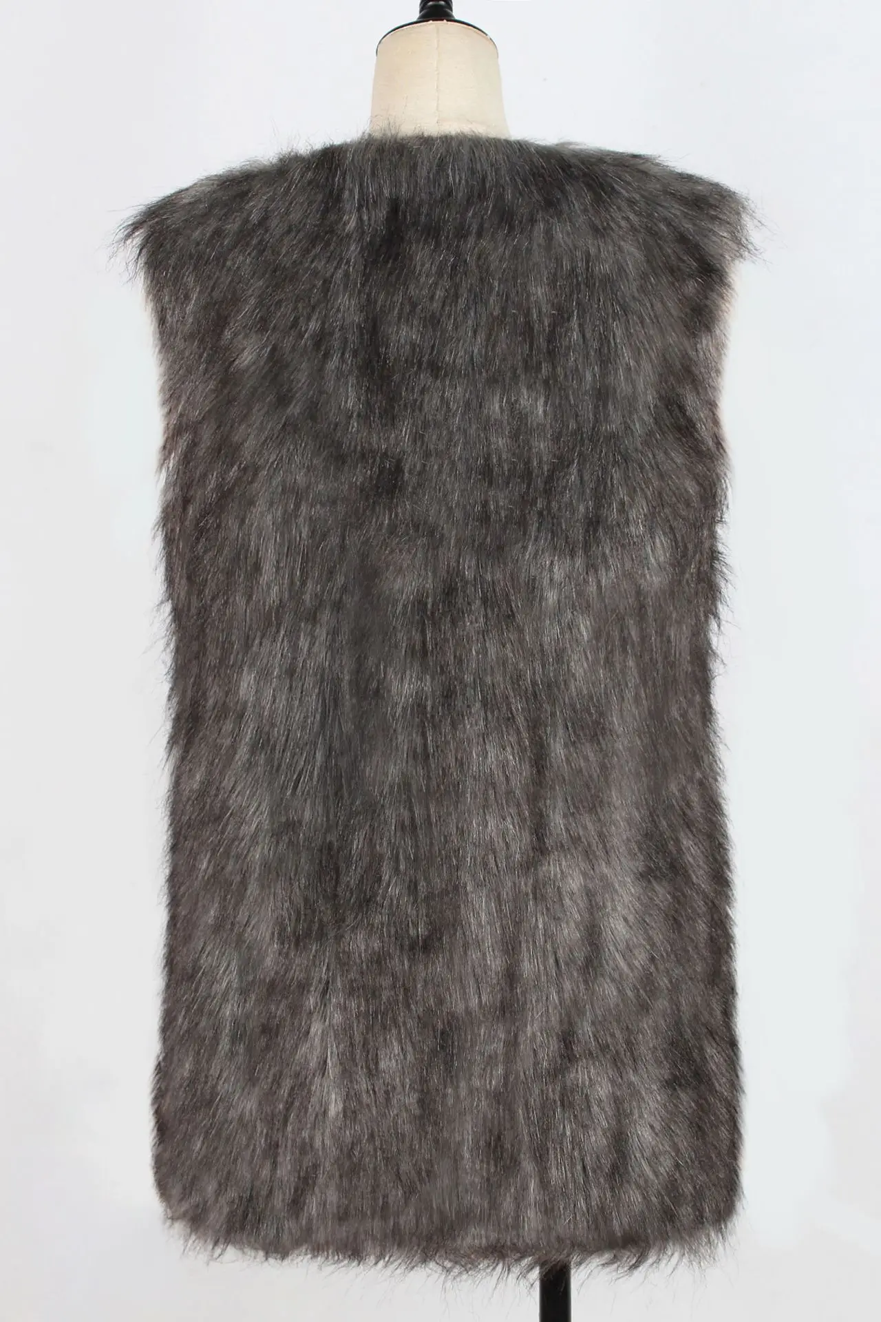 Women Gray Faux Fur Vest Waistcoat Style — feature 24