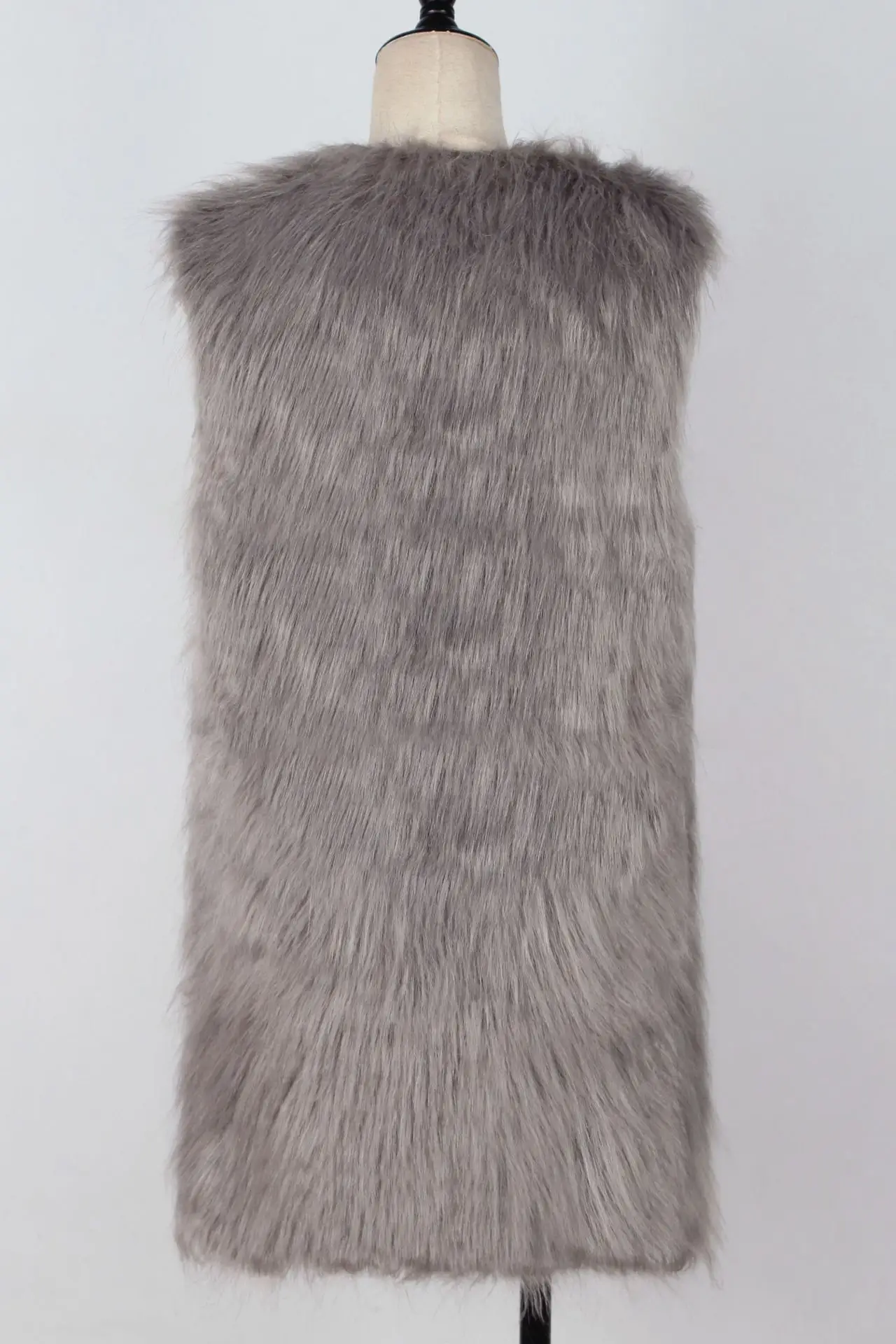 Women Gray Faux Fur Vest Waistcoat Style — feature 26