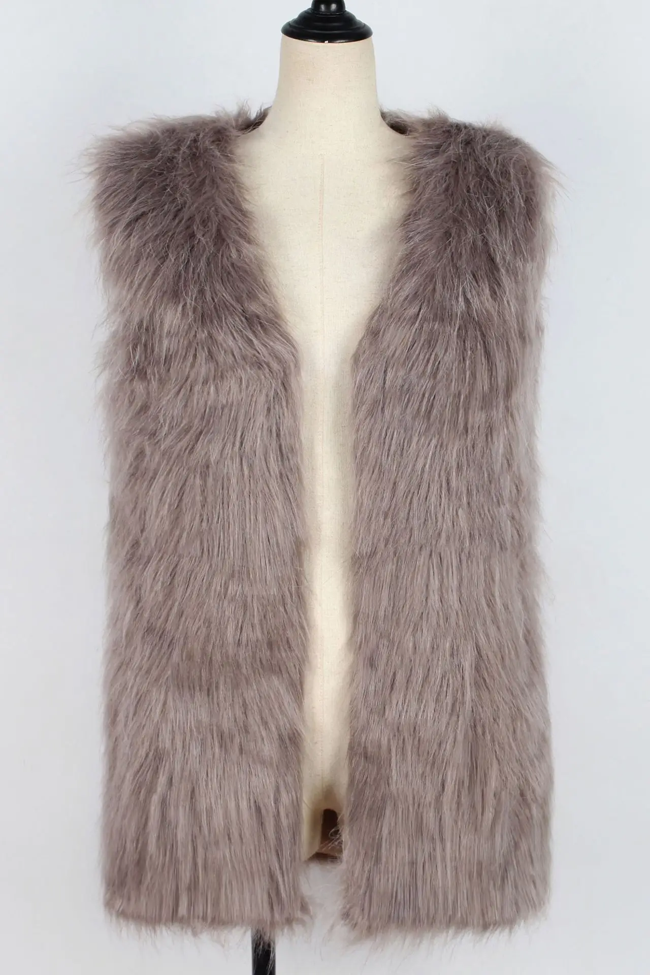 Women Gray Faux Fur Vest Waistcoat Style — feature 27