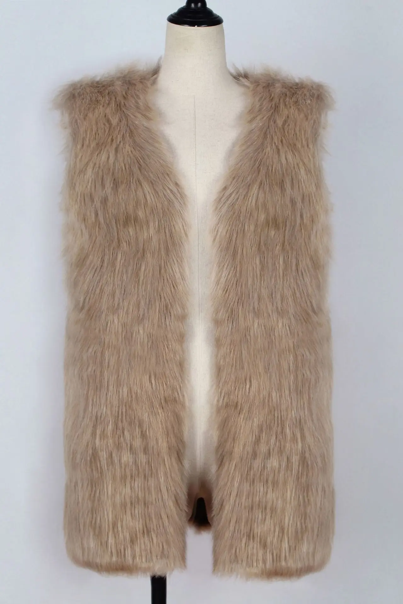 Women Gray Faux Fur Vest Waistcoat Style — feature 29