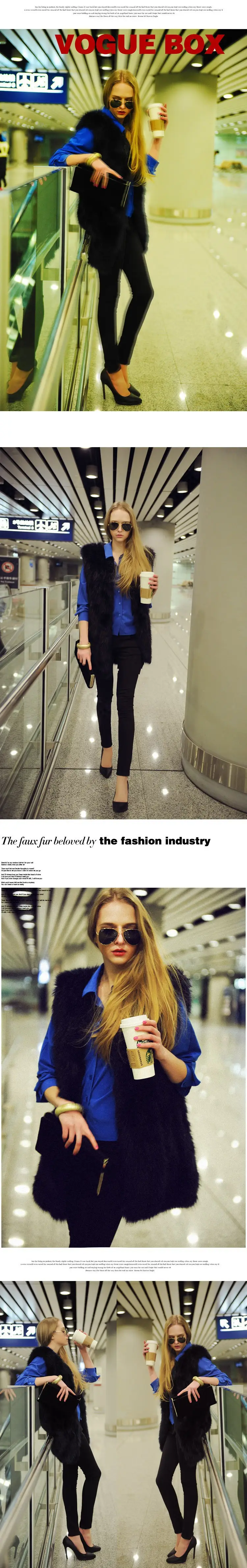 Women Gray Faux Fur Vest Waistcoat Style — feature 4