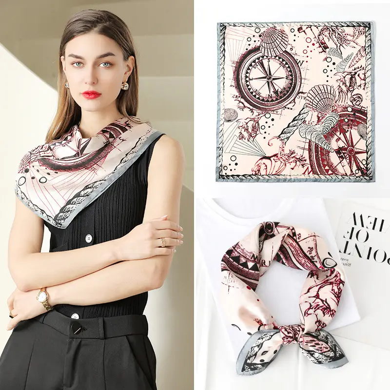 Silk Scarf 2025 Red Blue Plaid Saddle Design - Image 3