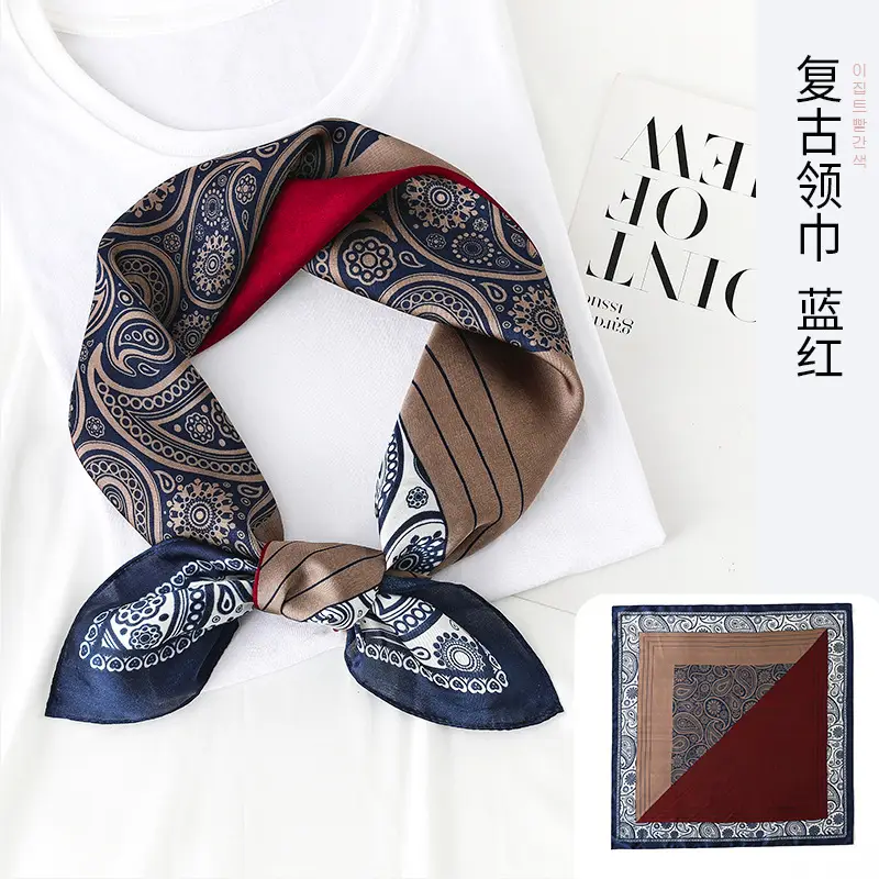 Silk Scarf 2025 Red Blue Plaid Saddle Design - Image 4