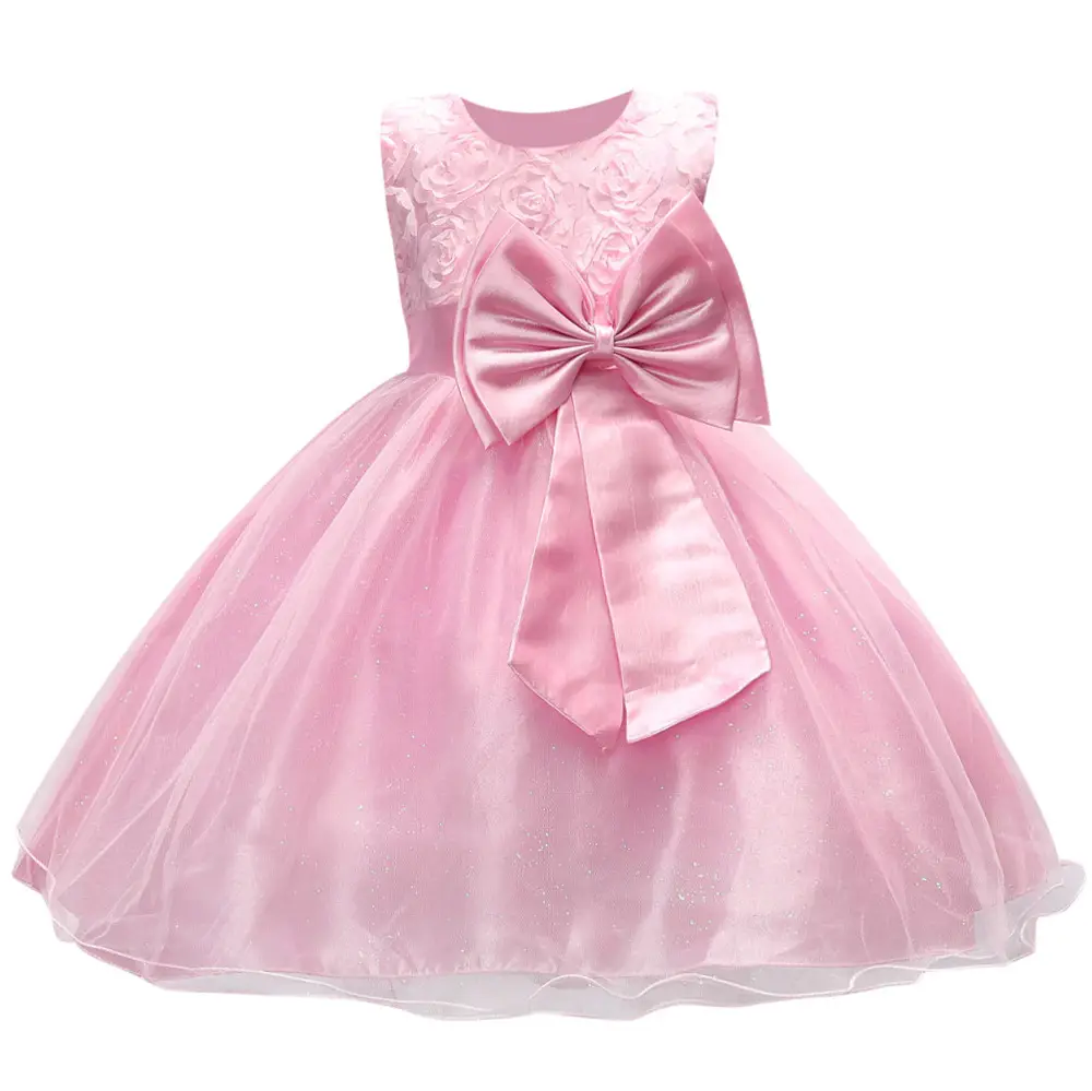 Purple Puffy Bow Girls Dress for Girls - Image 3