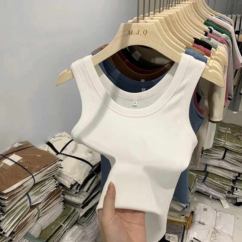 Women's White Sleeveless Camisole Summer Base Vest - Image 7